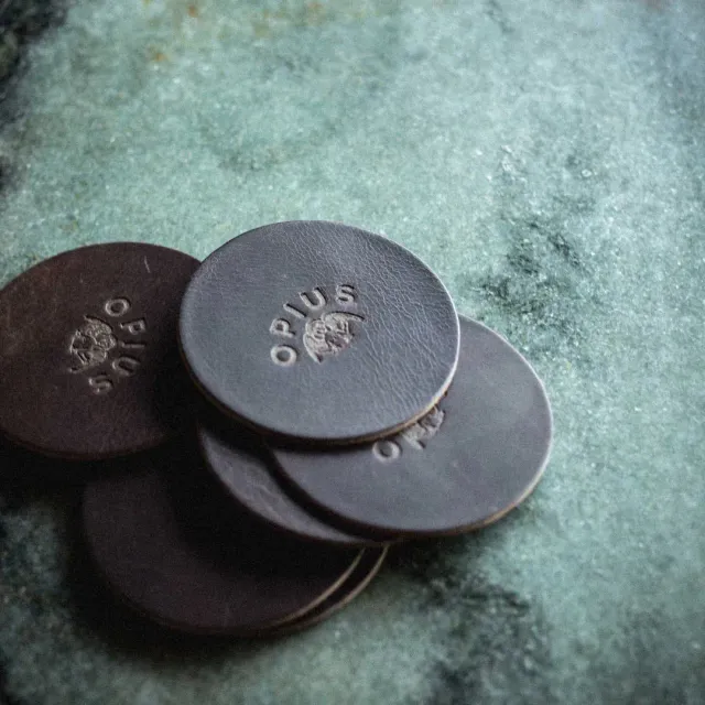 Opius Leather Coaster Set Untersetzer Leder braun 4er