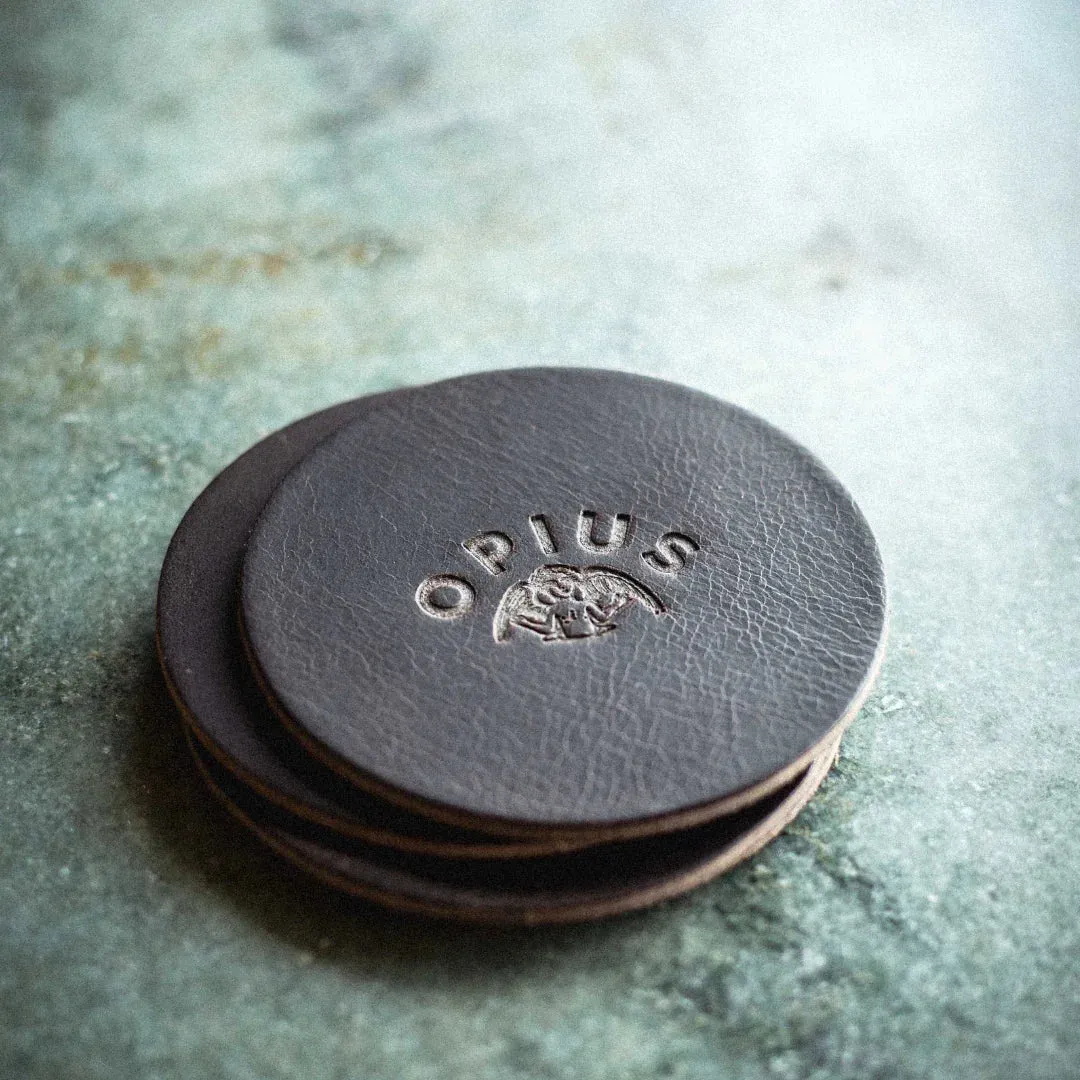 Opius Leather Coaster Set Untersetzer Leder braun 4er
