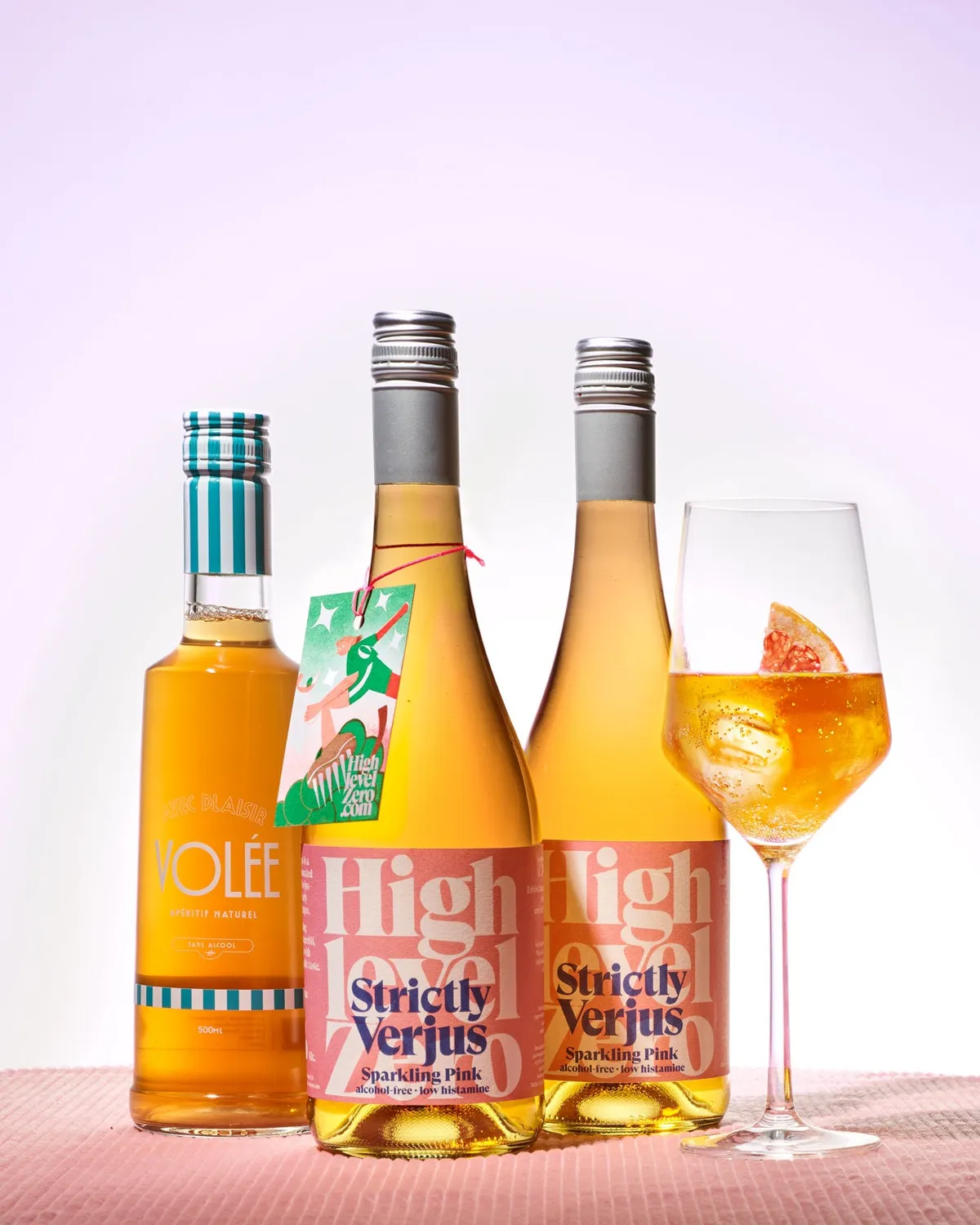 Highlevel Zero Sparkling Pink Volée Aperitivo Set 3-teilig